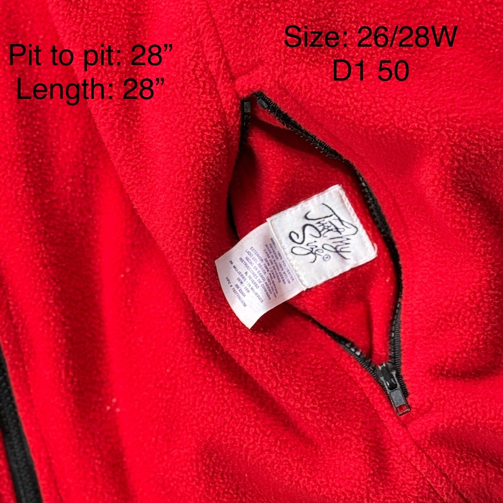 Woman's Plus Size 26/28W TravelSmith Reversible Fleece Vest Red Black Sleeveless - Picture 2 of 4